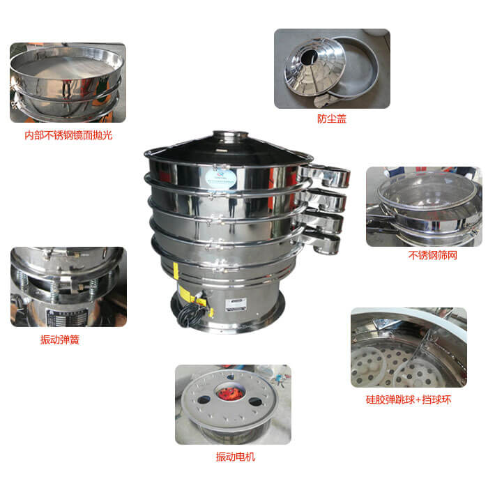 食品振動(dòng)篩部件：防塵蓋，不銹鋼篩網(wǎng)，鏡面拋光展示