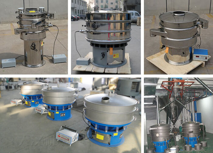 加高式超聲波旋振篩，碳鋼+不銹鋼式超聲波旋振篩，全不銹鋼式超聲波旋振篩，全碳鋼式超聲波旋振篩。