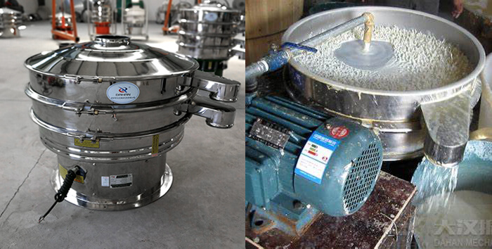 全不銹鋼豆?jié){過濾振動(dòng)篩篩分現(xiàn)場(chǎng)展示圖。